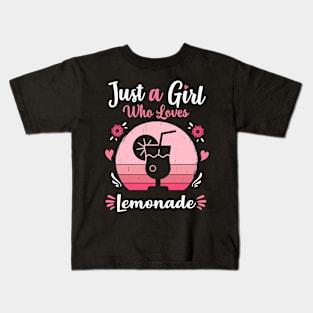 Just A Girl Who Loves Lemonade Pink Retro Vintage gift idea Kids T-Shirt